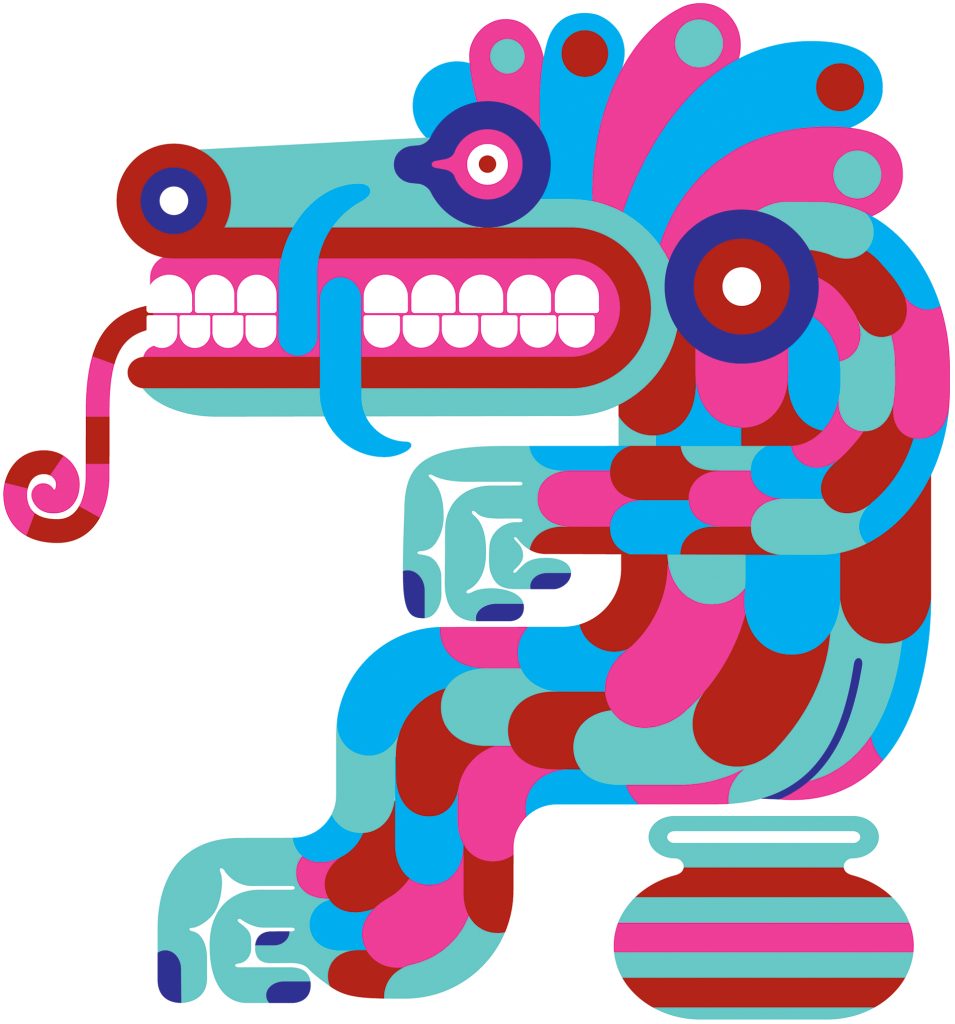 Illustration of a colorful dragon